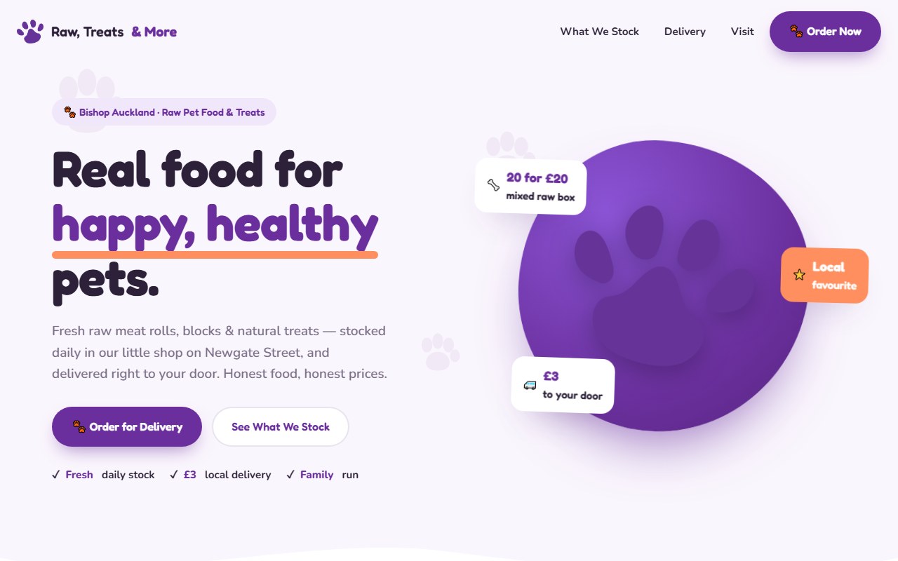 Raw, Treats & More website